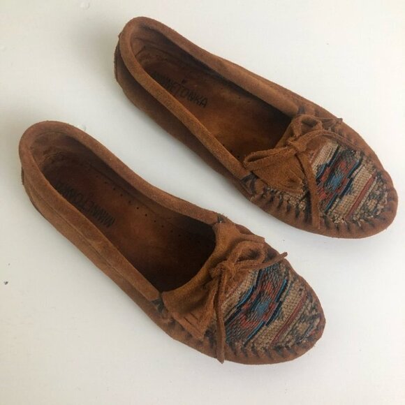 Minnetonka Arizona Kilty Suede Wms Moccasin Size 7 - Picture 3 of 10